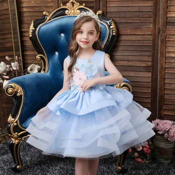 Детское платье, юбка принцессы, пышная юбка для девочек, детское свадебное платье с цветочным узором, детские платья для девочек