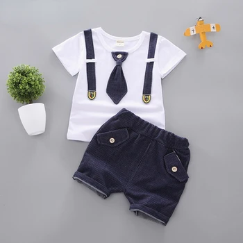 Комплекты одежды для маленьких мальчиков, летняя модная рубашка для малышей + шорты, спортивные костюмы из 2 предметов для мальчиков bebe, комплекты хлопковой одежды для новорожденных