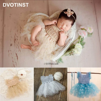 Dvotinst Реквизит для фотосъемки новорожденных, Комплект одежды для малышей, Сетчатое платье со звездами, повязка на голову, 2 предмета, Аксессуары для фотосъемки, Реквизит для студии