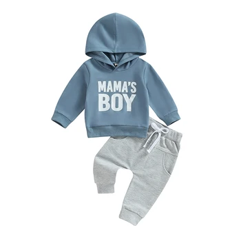 Осенне-зимняя одежда для маленьких мальчиков, Пуловер с длинными рукавами, толстовки с буквами и штаны, комплект из 2 предметов, Комплект одежды для мальчиков Bro Mamas