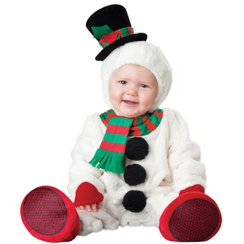 Рождественский милый Комбинезон со Снеговиком для Маленьких мальчиков и Девочек, Одежда Кигуруми, Праздничный комбинезон, Комбинезон для новорожденных