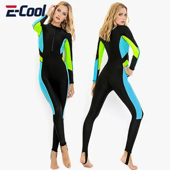 Женский купальник для дайвинга на все тело, тонкий гидрокостюм с длинным рукавом, Солнцезащитный крем на молнии, цельный костюм для серфинга, плавания UPF50