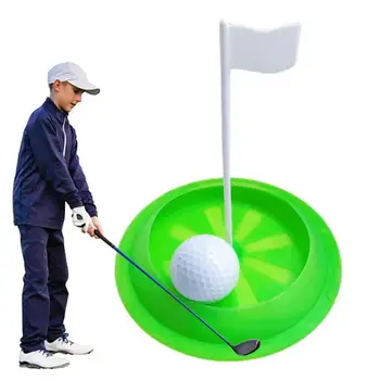 Тренировочная Лунка для гольфа, Накладывающая Чашку для Всех Направлений, Силиконовые Зеленые Учебные Пособия с Белым Целевым Флагом, Лунка для гольфа для Наружного Дома