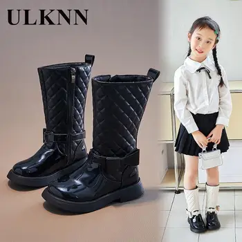 Новые ботинки для девочек, модные сапоги до колена для детей знаменитостей, модные тонкие ботинки принцессы, осень-зима, 2023