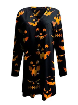 Кардиган на Хэллоуин для женщин, Вязаные кардиганы с принтом тыквы и летучей мыши, Верхняя одежда с длинным рукавом и открытой передней частью, легкое пальто