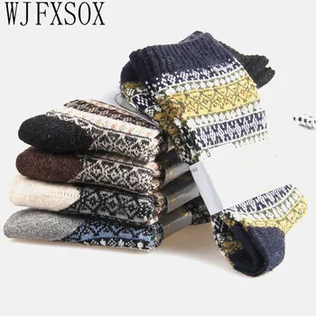 WJFXSOX, 5 пар осенне-зимних новых двухсторонних мужских носков из кроличьей шерсти, высококачественные удобные супер мягкие носки, повседневные Meias Sox