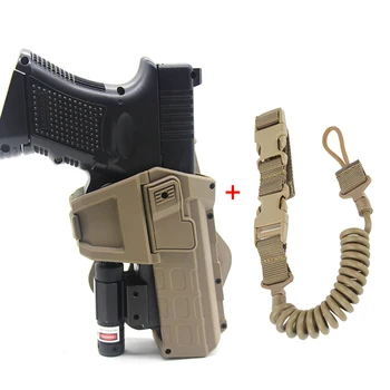 Тактическая подвижная кобура для пистолета Glock 19, Кобура с пружинным шнурком, Подвижная кобура с фонариком/лазером