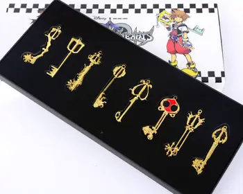 8ШТ Kingdom Hearts II КЛЮЧ ЛЕЗВИЕ Сора Ожерелье Брелок Кулон Набор Оружия Новый подарок Золотого Цвета