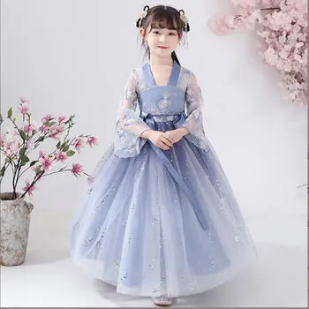 Роскошные платья для девочек в китайском стиле с цветочным узором, расшитые блестками, бисером, вечернее детское платье для вечеринки, детское платье