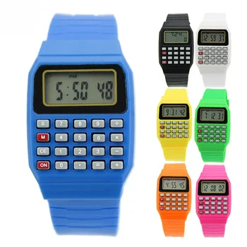 Новые детские электронные часы-калькулятор, микрокалькулятор, силиконовые многофункциональные часы с датой, Мини-калькулятор, портативные часы