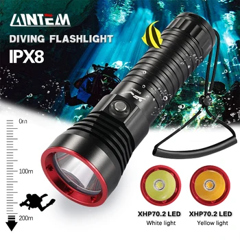 XHP70.2 Самый мощный светодиодный фонарик для Подводного Плавания, фонарь для подводной рыбалки 8000LM IPX8, Водонепроницаемая лампа для погружения, Фонарь от 26650