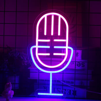 неоново-розовый микрофон wanxing, светодиодные фонари, украшение неоновыми лампами для вечеринки, столовая, спальня, домашняя стена, свадебное украшение
