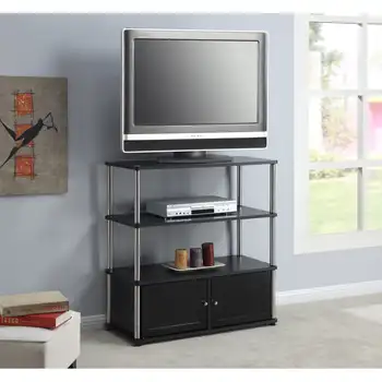 Подставка для телевизора со шкафами и полками для телевизоров до 40 дюймов, черная