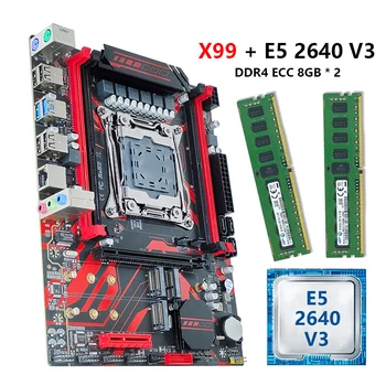 Комплект материнской платы X99 Xeon E5 2640 V3 CPU LGA 2011-3 Процессор 16G = 2*8G DDR4 ECC RAM Память NVME M.2 SATA Xeon Kit