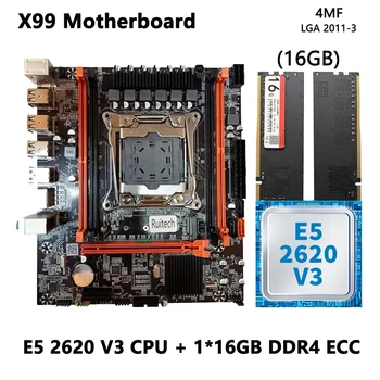 Материнская плата X99 LGA2011-3 XEON с процессором Intel E5 2620 v3 и комбинированным комплектом памяти DDR4 ECC объемом 1*16*ГБ NVME M.2 SSD M-ATX