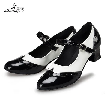 Ladingwu Бесплатная доставка, Женская весенне-осенняя обувь для бальных танцев, обувь для латиноамериканских танцев Сальсы с закрытым носком, обувь для танцев для девочек на среднем каблуке
