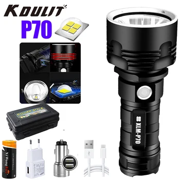 KDULIT Мощный светодиодный фонарик L2 P70, тактический фонарь, USB-зарядка, фонари, Уличный аккумулятор 26650, Перезаряжаемый фонарь, Свет