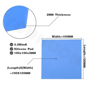 2 шт. Термопласты 2 мм синего цвета с высокоэффективной проводимостью 3,2 Вт/мК, термостойкие для радиатора ноутбука