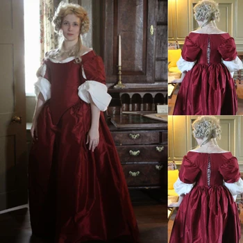 красное бальное платье в стиле рококо 1760-х годов, женское платье эпохи Ренессанса с открытыми плечами, вечернее платье герцогини, костюм для циркового театра на заказ