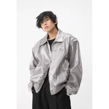 Новинка 2023, модная мужская повседневная куртка с длинными рукавами в стиле хип-хоп, винтажная кожаная куртка с хлопковой подкладкой