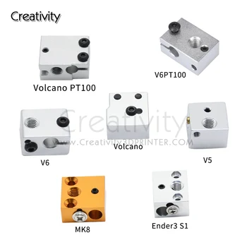 Детали 3D-принтера V5/V6/MK7 MK8 MK9/Volcano Алюминиевый Нагревательный Блок Для экструдера, Печатающий Алюминиевый блок с J-образной головкой-1 шт.