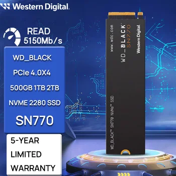 Western Digital SN770 WD Черный 2 ТБ 1 ТБ 5150 МБ/С./С. 500 ГБ NVMe M.2 SSD PCIe 4,0 2280 SSD для Игрового Портативного компьютера Mini PC Notebook