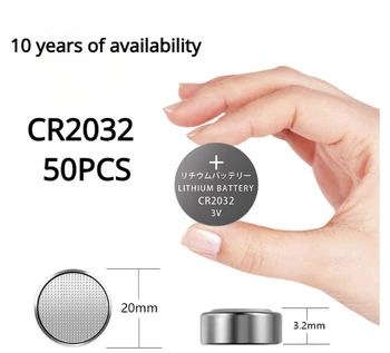 50ШТ 3V CR2032 Литиевая Кнопочная батарея BR2032 DL2032 CR2032 Кнопочные батарейки для монет CR2032 для часов калькулятор