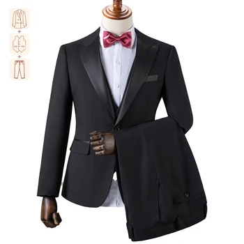 (Индивидуальные размеры) Костюм премиум-класса, мужской британский приталенный костюм, Свадебный комплект из 3 предметов, Свадебная башня, Бакалейное банкетное вечернее платье для мужчин