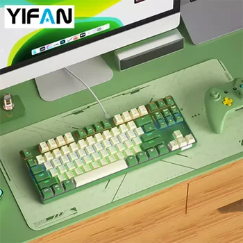 Игровая клавиатура 75% Компьютерная, проводная клавиатура RGB 100 клавиш, сильное механическое ощущение для настольных компьютеров/ПК/Mac Gamer