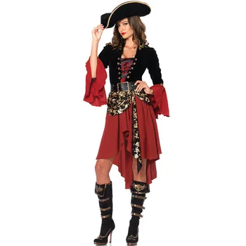 Женский Сексуальный костюм Пирата Джека Воробья на Карибах для взрослых на Хэллоуин, Карнавальная вечеринка в Пурим, Маскарадный костюм Пирата-вампира Ужасов