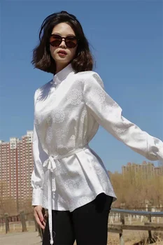 Весенне-осенние монгольские женские топы и блузки Улучшенной версии в китайском этническом стиле