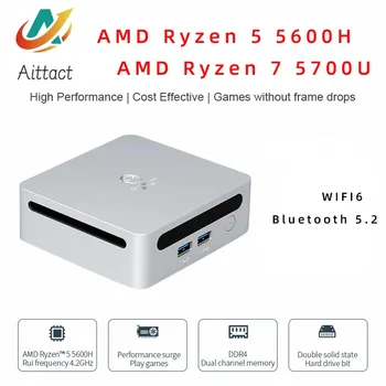 Новый AMD Ryzen 5 5600H/Ryzen 7 5700U miniPC Windows 10/11 с частотой 3,3 ГГц до 4,2 ГГц 2 * DDR4 Max Поддержка 64 ГБ оперативной памяти для игр WIFI6