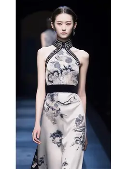 Китайское Традиционное Ципао Чонсам Чи-пао, Винтажное Элегантное Женское платье Высокого класса, Улучшенная версия Летнего платья Ципао 2023