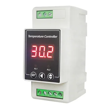 Терморегулятор рельсового типа Регулятор температуры AC100-240V DC 8-24 В Цифровой светодиодный Термостат 2-полосный Релейный выход с зондом
