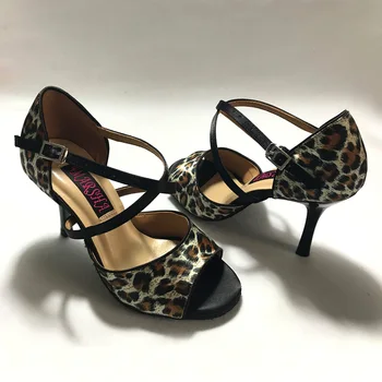 Пикантные леопардовые туфли для латиноамериканских танцев на каблуке 8,5 см, женская обувь для сальсы, удобная обувь для латиноамериканских танцев MS6205LBS, прямая поставка