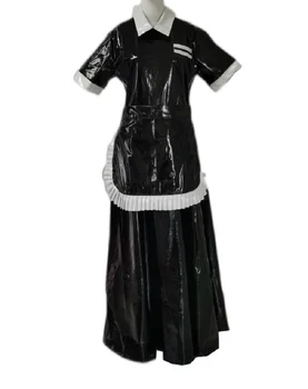 Женское Черное платье для тяжелой работы из ПВХ Sissy Maid с квадратным вырезом, Длинное Платье с перекрестными платьями на заказ