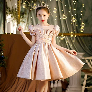 Детское платье принцессы на День рождения от 3 до 14 лет с цветочным узором для девочек на свадьбу, Элегантное платье для подиума, Детское платье для выступления на пианино