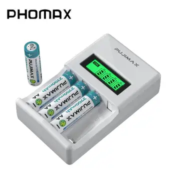 PHOMAX 4 Слота ЖК-интеллектуальное зарядное устройство для быстрой зарядки аккумуляторной батареи 1,2 В AA/AAA + батарея 4шт AA 2700 мАч