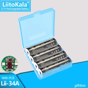 1-20 штук LiitoKala Lii-34A с печатной платой 3,7 В 18650 3400 мАч Литиевая Аккумуляторная батарея Для фонарика + коробка