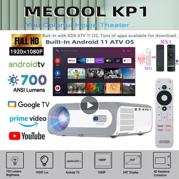 MECOOL KP1 Супер Проектор android11 Домашний кинотеатр 4K 4D keystone для совещаний телефоны 700 люмен Портативный проектор vs P09 II K19