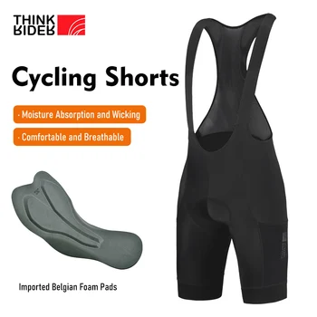 ThinkRider Мужские Велосипедные шорты с нагрудником, Бельгийская подкладка, Шорты для горного Велосипеда, Высококлассные уличные дышащие велосипедные обтягивающие трусики
