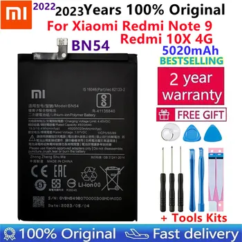 100% Оригинальный XIAOMI BN54 Сменный Аккумулятор Для Xiaomi Redmi Note 9 Redmi 10X 4G Аутентичные Аккумуляторы для телефонов 5020 мАч + Бесплатные инструменты