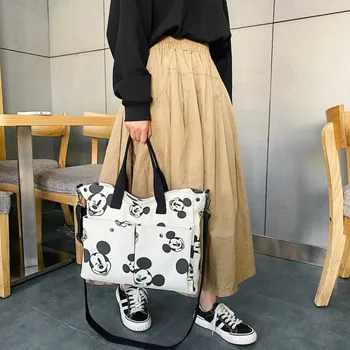 Холщовая сумка Disney с мультяшным Микки Маусом, новая сумка-мессенджер, сумка через плечо большой емкости, сумочка