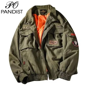Куртка-бомбер, мужская одежда, Куртки с весенней вышивкой, Ветровка для улицы, военное Повседневное Уличное Свободное Пальто на молнии в стиле пэчворк