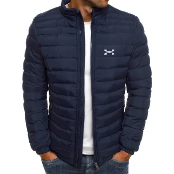 Зимняя куртка, мужская теплая парка с воротником-стойкой, уличная модная повседневная брендовая верхняя мужская зимняя куртка-пуховик
