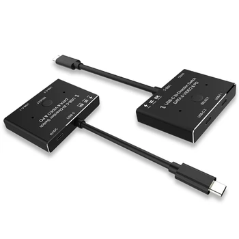 Горячий KVM USB C Двухсторонний переключатель 1X2 /2X1 USB 3.1 Splitter Data Video Switcher 8K @ 30Hz PD 100W Для монитора ПК Мобильного телефона