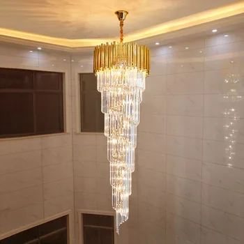 Золотая люстра гостиная вилла отель театр лобби хрустальный подвесной светильник домашний декор роскошное внутреннее освещение