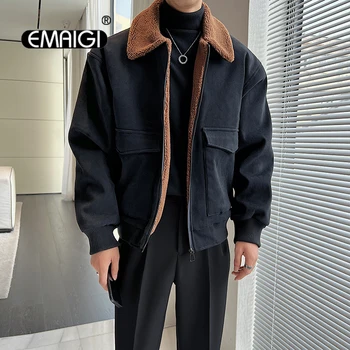 Зимняя мужская модная свободная повседневная винтажная короткая куртка-карго, японская корейская уличная одежда, пальто, верхняя одежда