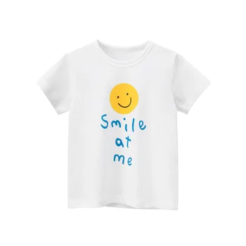 Одежда для маленьких мальчиков и девочек 2-8 лет, Летний Белый Топ, хлопковая футболка с коротким рукавом, Детская футболка, милые детские футболки