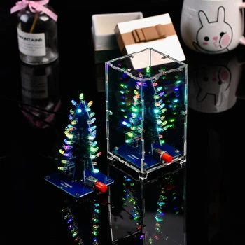 Набор для изготовления красочной рождественской елки, Семицветная светодиодная вспышка, Елка, Электронная Ручная пайка 